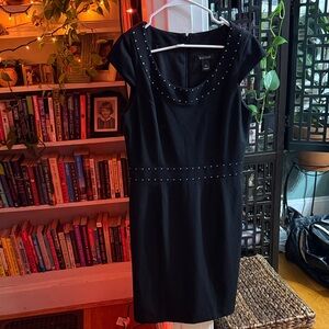 White House Black Market Black Studded Mini Dress - like new